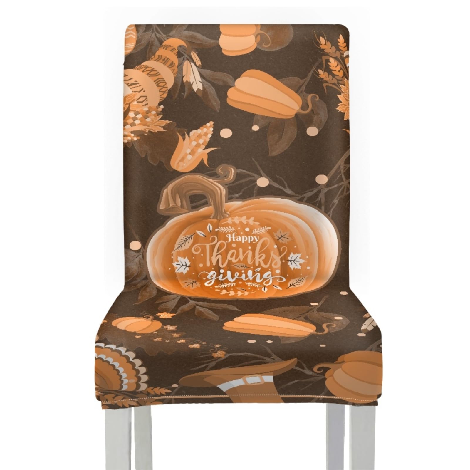 Stuhlüberzieher Kaffee Orange Drucken Stuhl Überzieher Stuhlhussen 6er Set | Spandex Stuhl Hussen Waschbar Abnehmbare Stretch Hussen für Stühle Langlebig Stuhlbezug Universal für Küche,Restaurant,Hotel