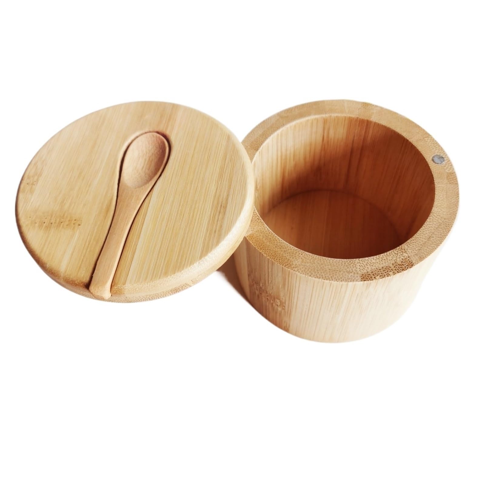 UBOHUZ 2Pcs Salt Cellar Kitchen Box with Swivel Magnetic Closure Lid Round Container to Storage Pepper Spice for Salt Sugar Spice Pepper(Box with spoon)