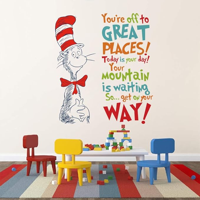 Vinilo decorativo Dr Seuss frases inspiradoras para pared miniatura 3