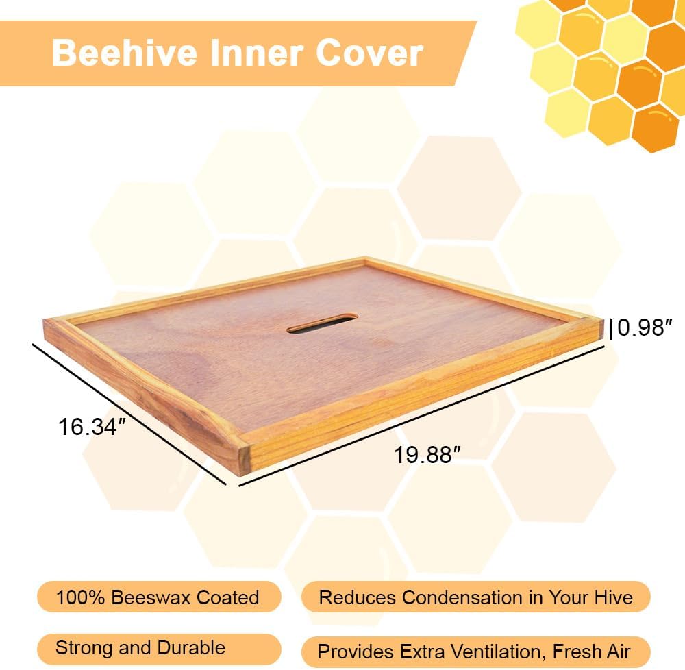 1 Set 10 Frame Langstroth Beehive Parts Kit, 100% Beeswax for Beekeeping Equipment (Telescoping Top Cover, Inner Cover, Bee Escape, Plastic Queen Excluder, Solid Bottom Board)