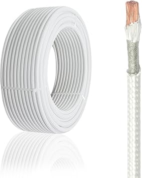 12 AWG High Temperature Wire -76F to 932F | Mica Fiberglass Insulated Copper Cable, Heat/Flexible Resistant for Heaters, Kilns, Boilers & Lamps15ft,12 AWG
