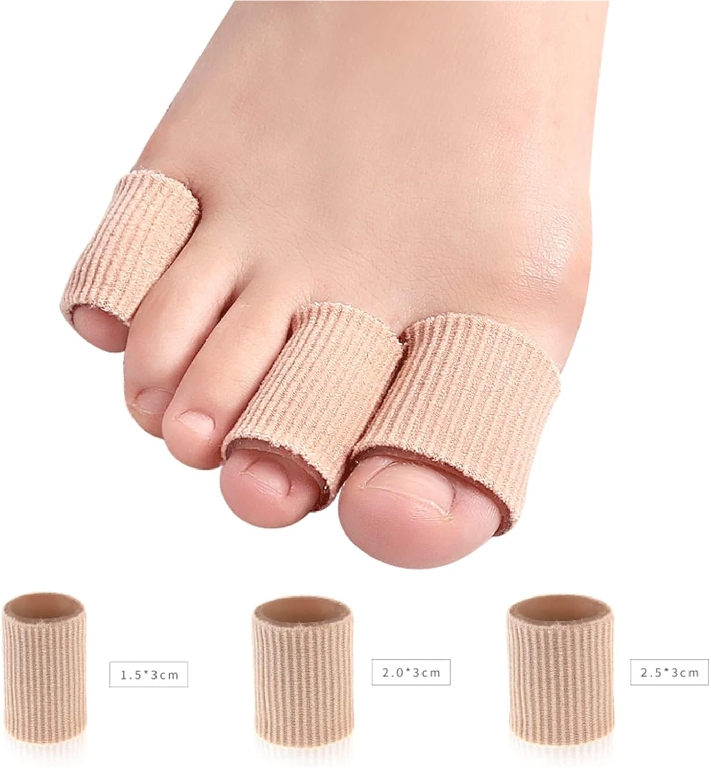 Toe Protectors Women 60Pcs Fabric Toe Separator Applicator Corn Callus Remover Bunion Corrector Pedicure Tools Pain Relief Tube Foot(L(2.5x3cm))