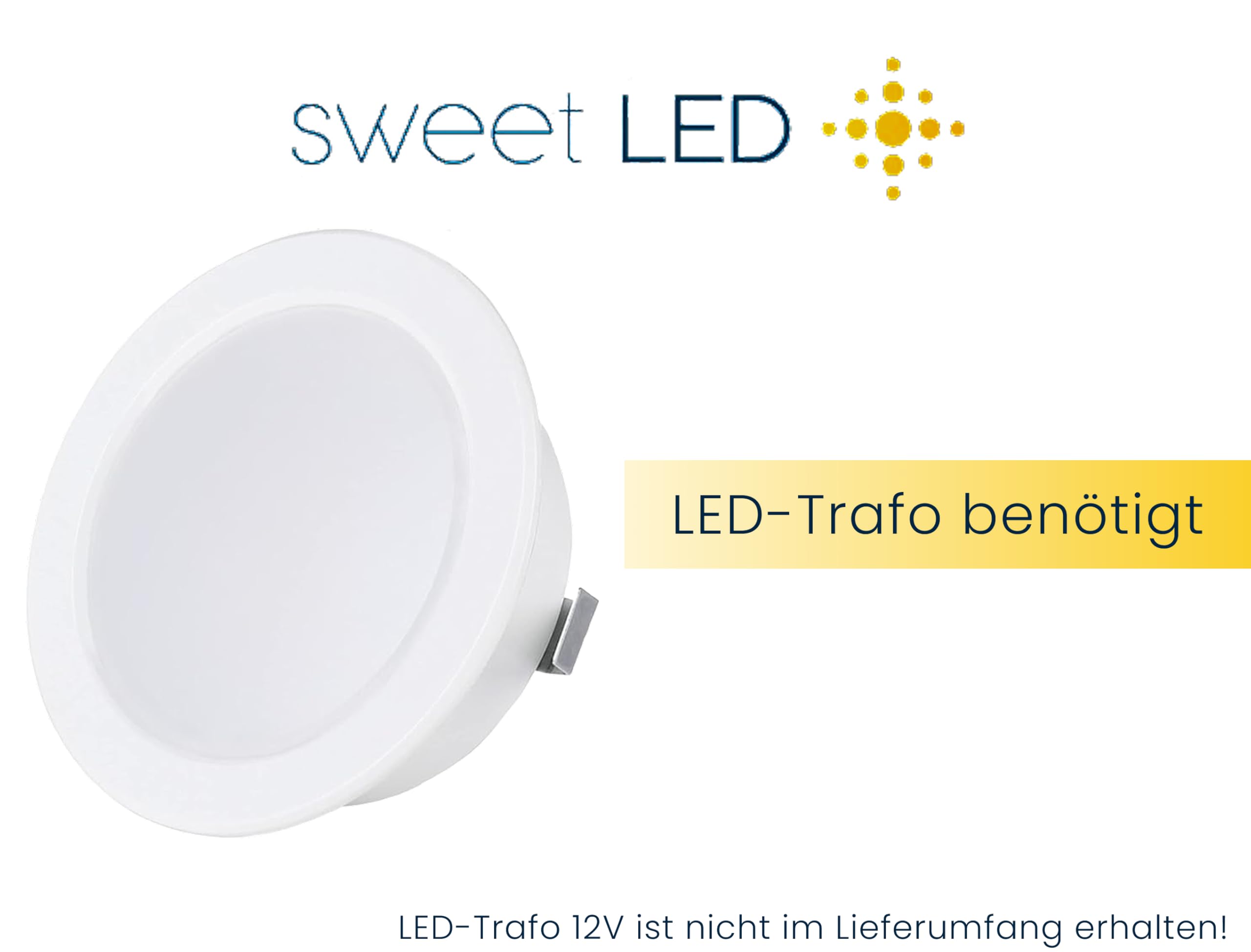 Sweet Led 4 faretti da incasso piatti, 12 V, IP44, 3,5 W, LED 3000 K, da incasso, rotondi, ultra piatti, per ambienti umidi, mobili, da incasso, per bagno, temperatura colore bianco caldo, bianco