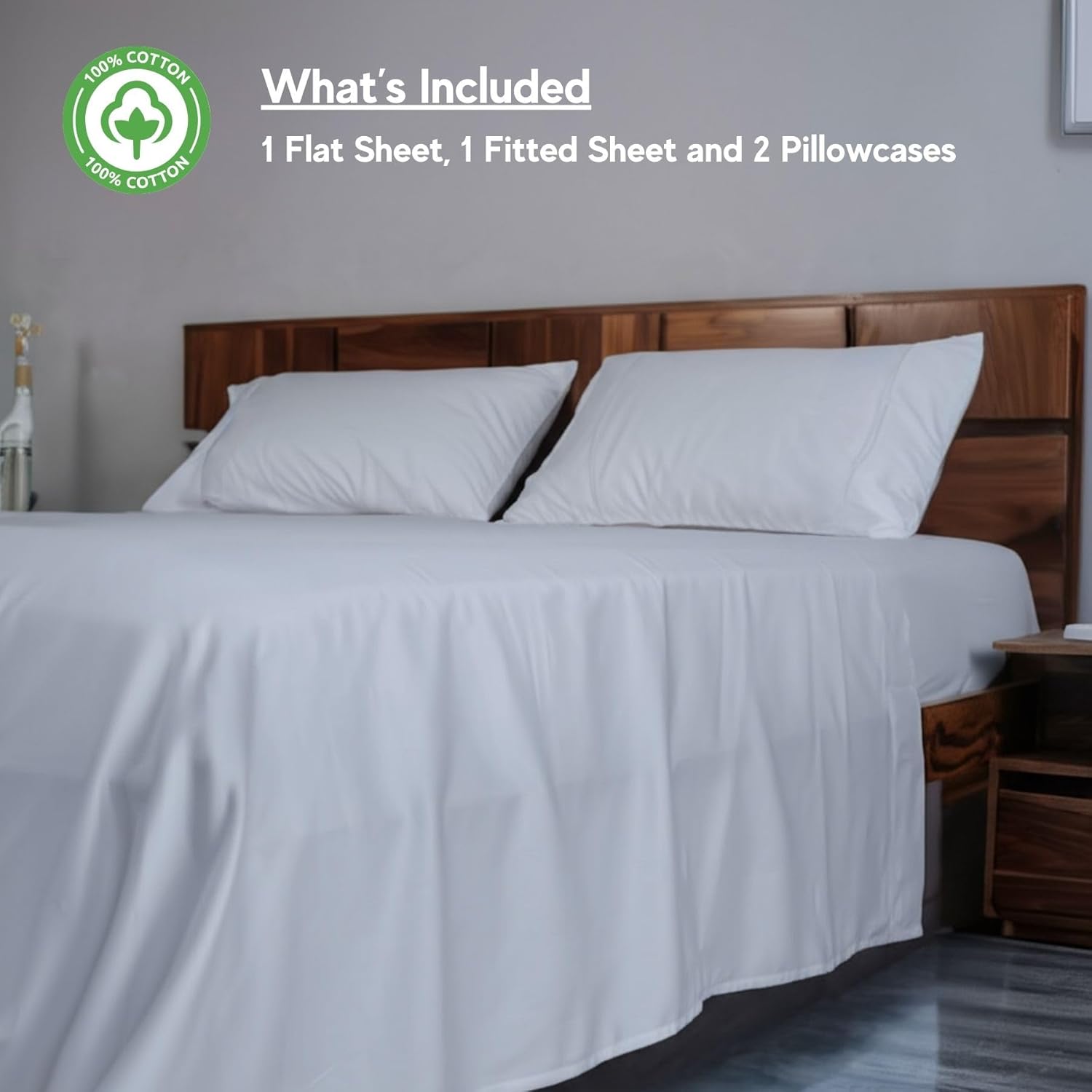 HOME PRIDES 4-Piece Queen Sheet Set – 100% Cotton 400 Thread Count Bed Sheets, Soft Sateen, Cooling, Breathable & Hypoallergenic with 15” Deep Pocket, Oeko-TEX Certified Bedding, Light Gray