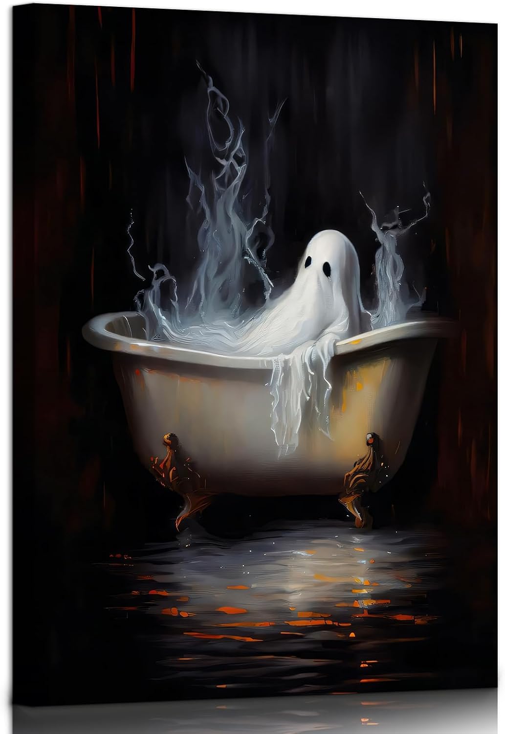 Craftline - Halloween Canvas Wall Art Vintage Black Cat Pumpkin Picture Spooky Dark Academia Candle Print Painting Rustic Frame Thriller Gothic Farmhouse Artwork for Halloween Bedroom Aisle 24x36inch