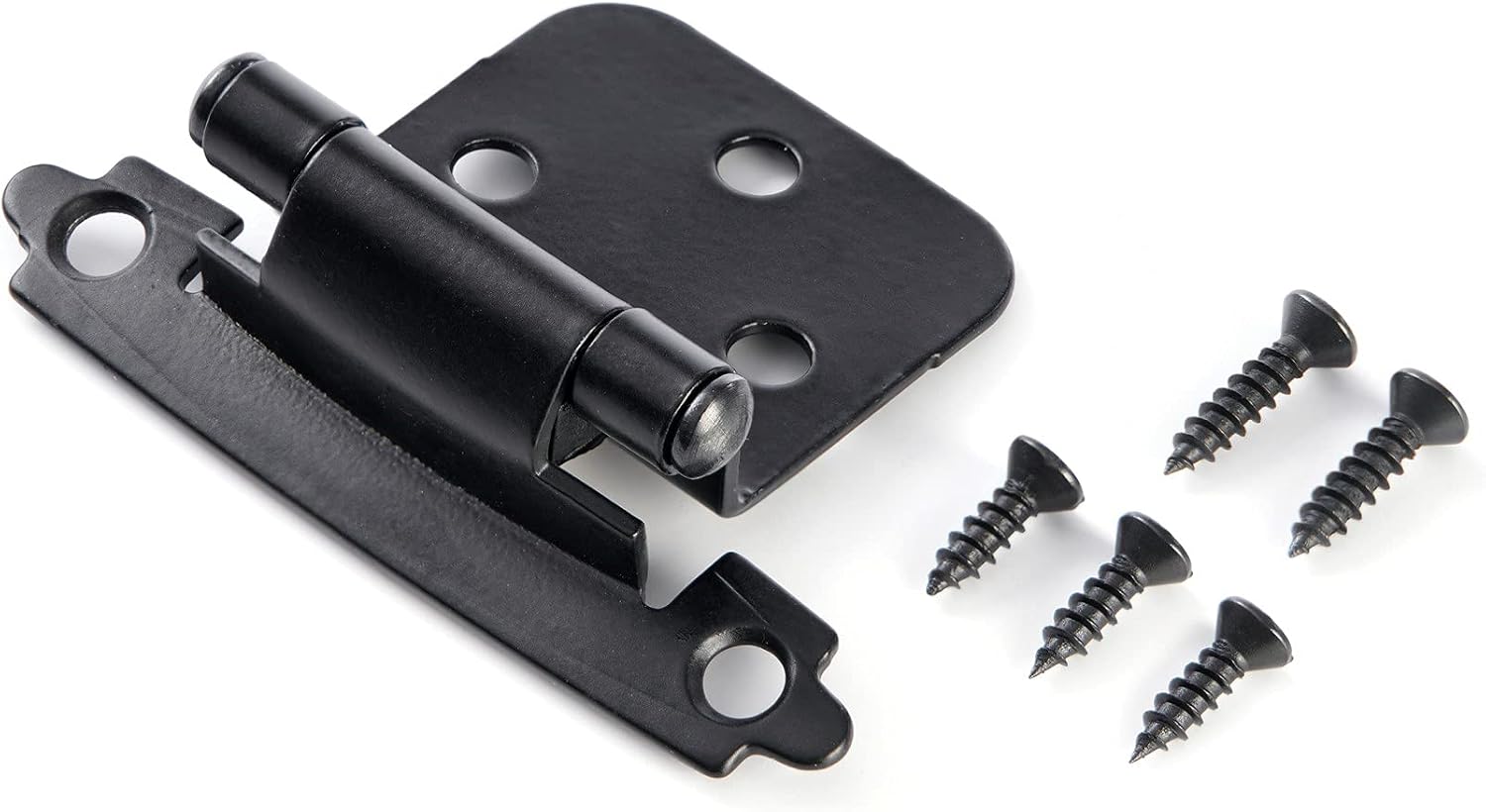 Brahmco 50 Pack | Matte Black Kitchen Cabinet Door Hinges: Self Closing 1/2 Inch Overlay, Face Frame Flush Mount