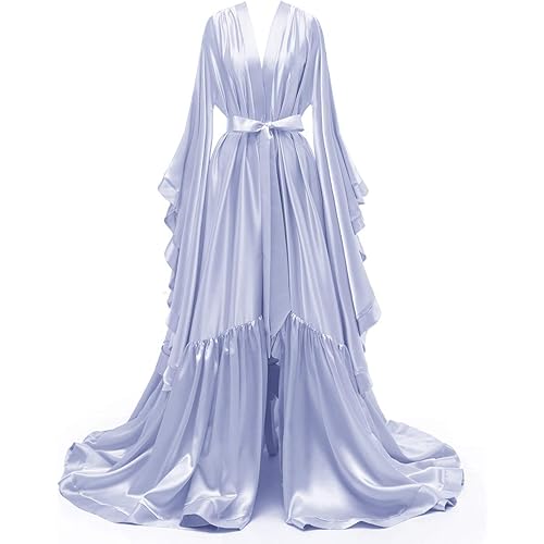 yinyyinhs Women's Bridal Robe Long Silk Satin Bridesmaid Wedding Robe Nightgown Bathrobe Sleepwear Maternity Photoshoot Robe