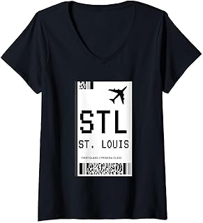 Womens St. Louis vacation flight ticket STL airline ticket St Louis V-Neck T-Shirt