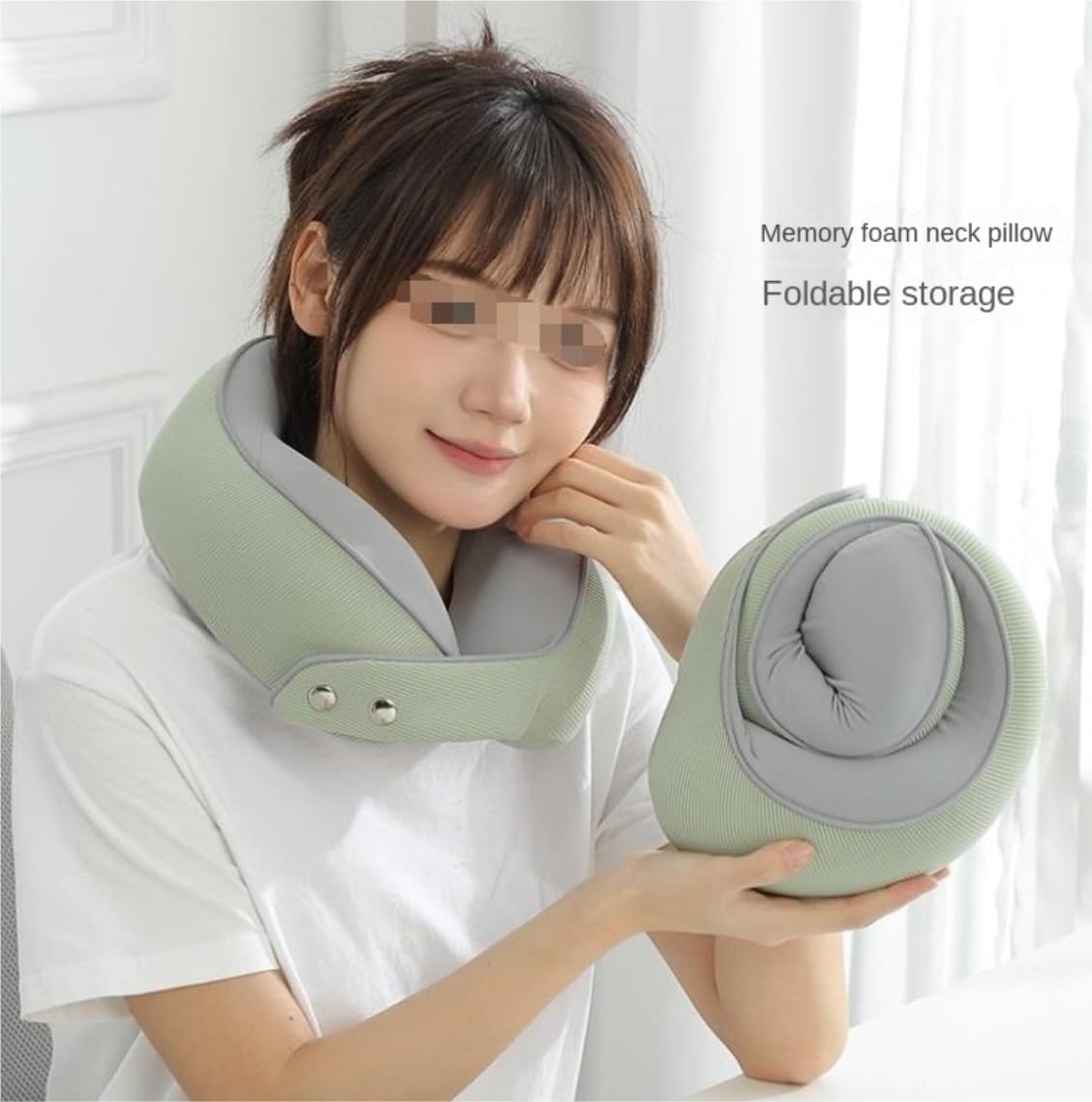 Cojín De Viaje Avión Almohada De Viaje Espuma Viscoelástica para El Cuello, Lavable, para Avión O Coche Coche Tren Oficina(Grey)