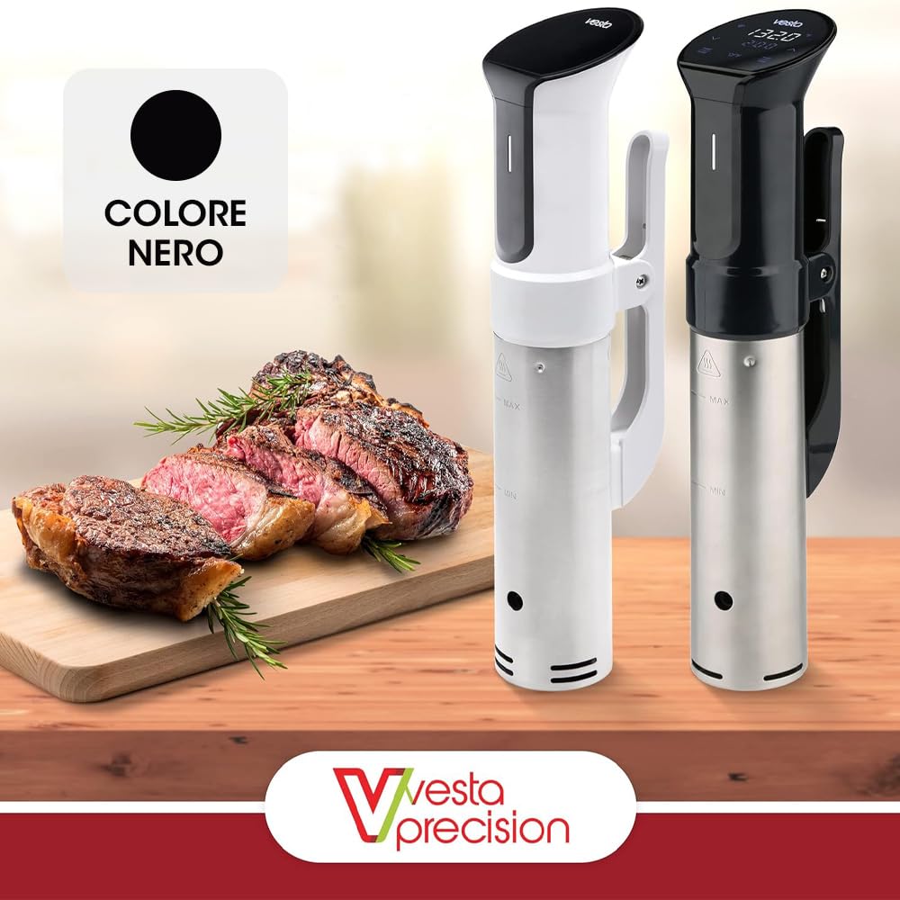 Vesta Precision Termocircolatore Domestico Imersa II SV82 ad Immersione per Cotture a Bassa Temperatura 1200W | Include l'app di controllo Wi-Fi | Volume massimo dell'acqua 30 litri (Nero)