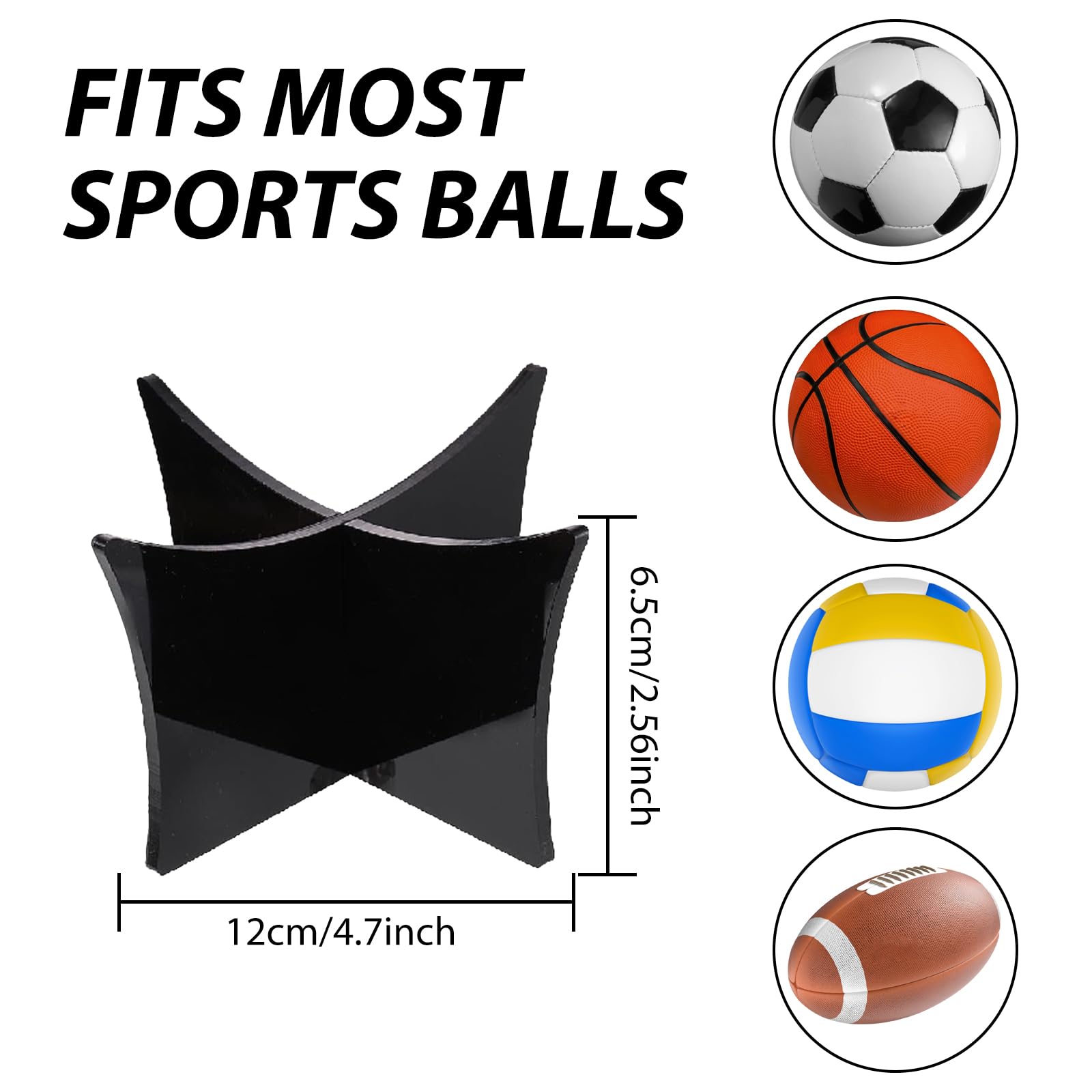 Porta Palloni,Espositore per Pallone da Calcio Acrilico,Porta Palla Espositore,Espositore Portapalle,Set di Supporti per Palloni da Calcio per Pallone Calcio Pallavolo Palla Basket Pallone