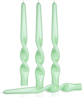 MAITREYA Green Spiral Taper Candles - Set of 4, 10 Inch (Baby Green)