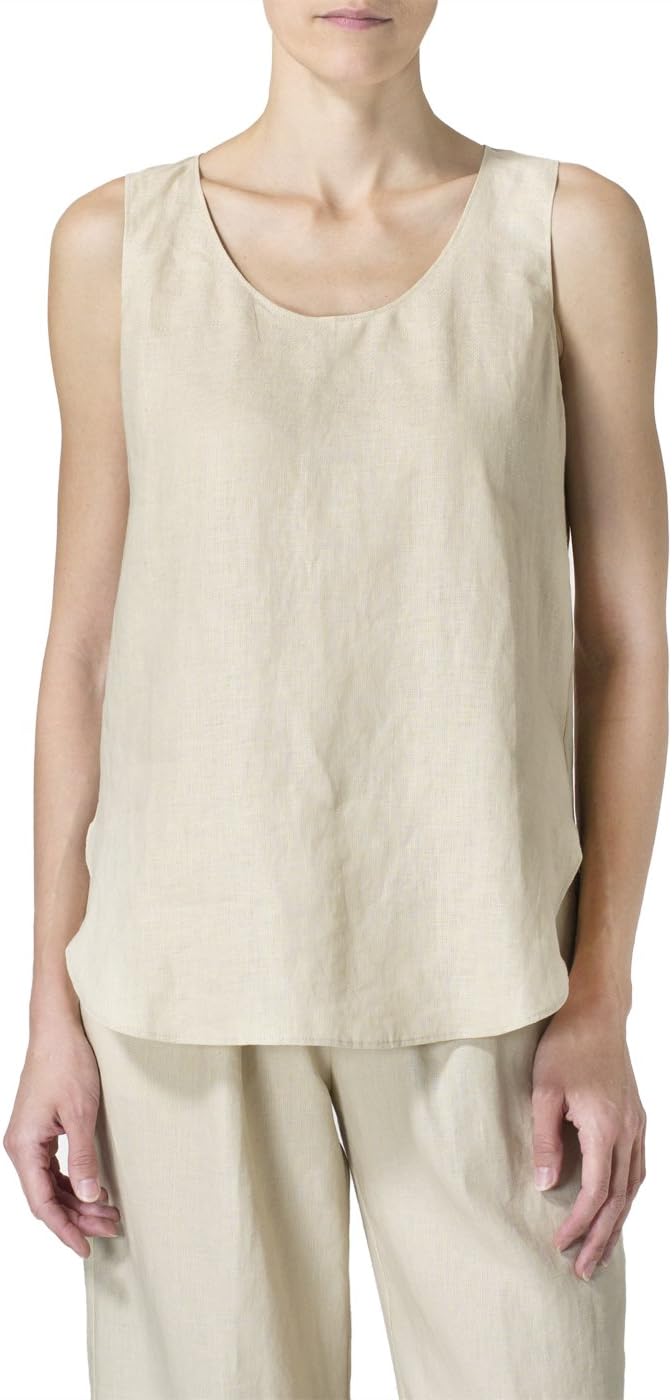 VIVID Linen Shell -4X-Light Beige at Amazon Women’s Clothing store