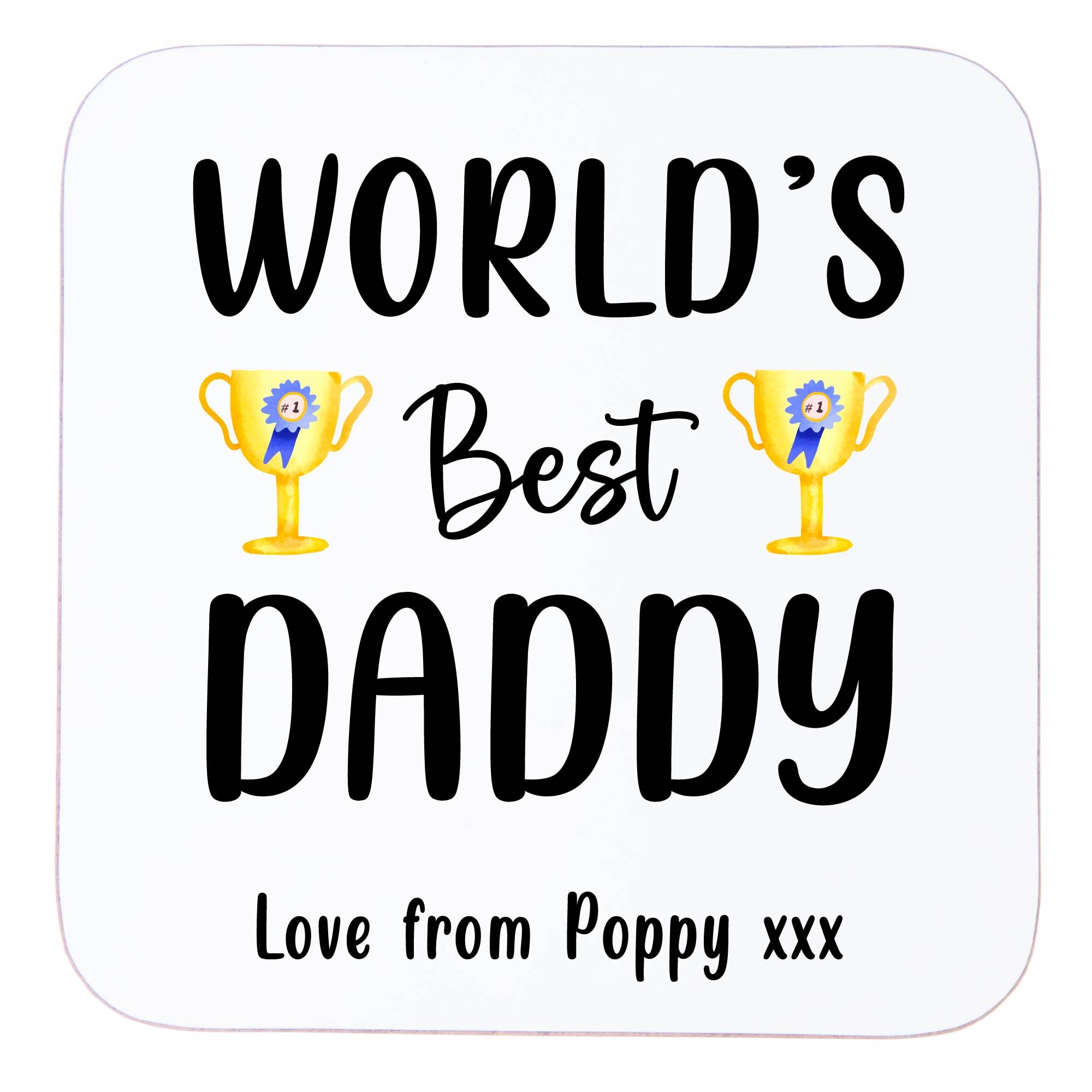 Drifting Ducks White Personalised Daddy Coaster | World’s Best Daddy Wooden Drinks Mat With Custom Love From Message