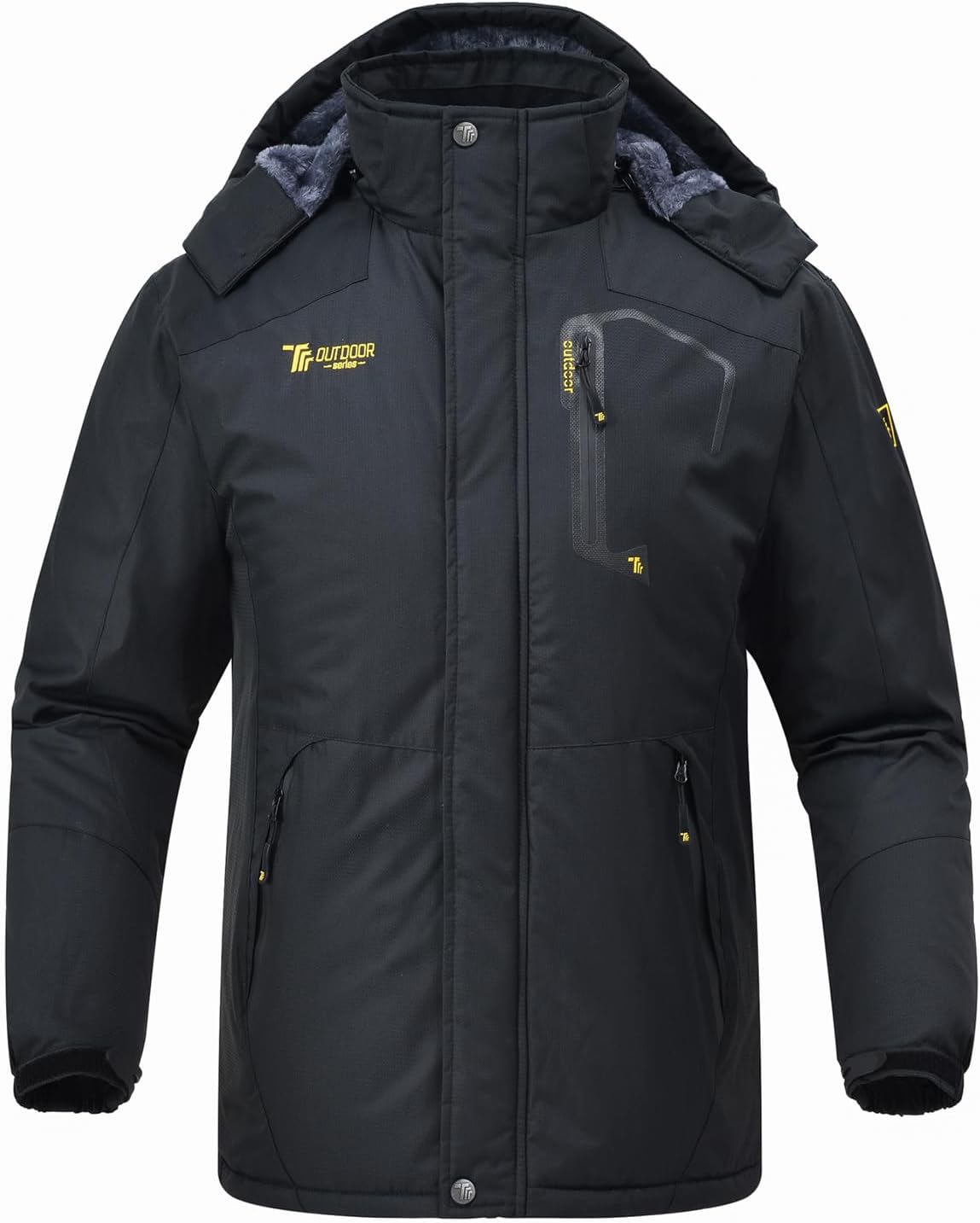 Rdruko Men's Ski Snow Jacket Waterproof Insulated Fleece Outdoor Mountain Hooded Winter Coat