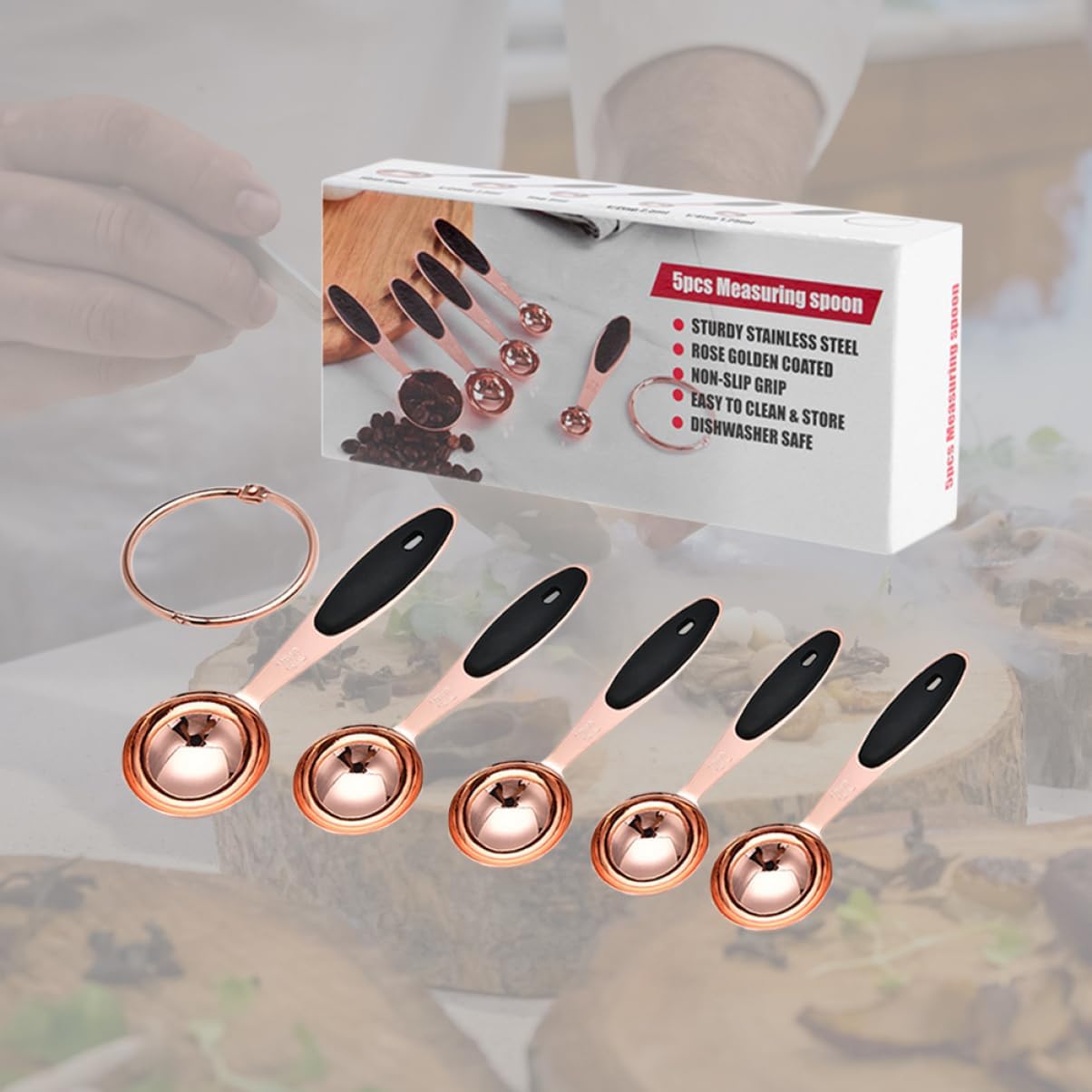 2sets Stainless Steel Measuring Spoon Set Bakeware Scale for Accurate Cooking Includes Buckle for Baking and Cooking