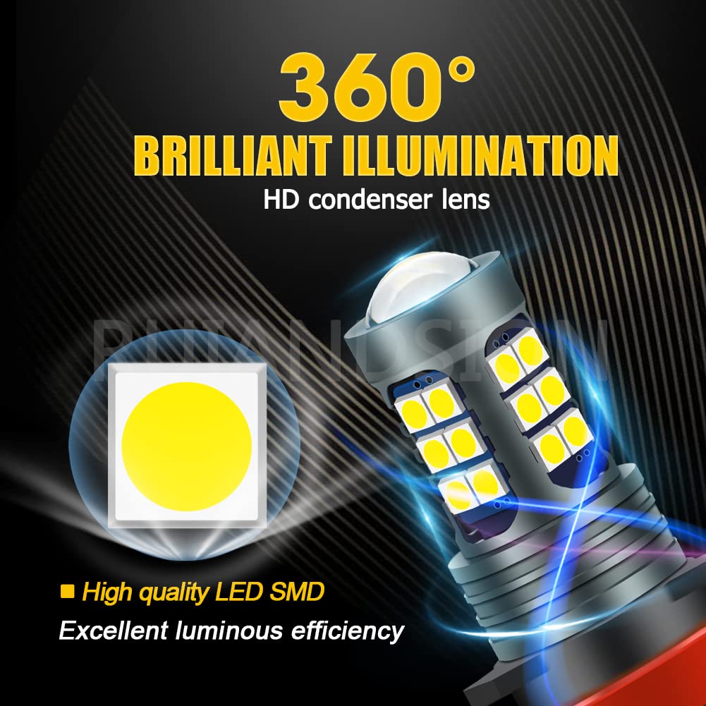 Ruiandsion H8 H11 LED Luci fendinebbia Lampeggianti Strobe Bianco 12V Super Luminose 3030 27SMD Chip LED Lampadine Sostitutive per Luci diurne o fendinebbia (Confezione da 2)