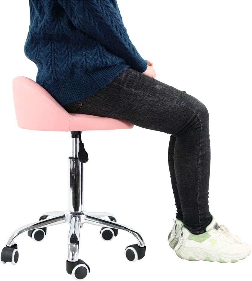 Massage Stool Adjustable Height Beauty Salon Nail Tattoo Salon Drafting Chair Rolling Medical SPA Swivel Stool (Pink)
