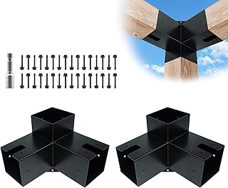 ITeVe.GD Pergola DIY Kit 3-Way Right Angle Corner Brackets Elevated Wood Stand with Screws for 4"x4"(Inner Size:3.5"x3.5") Wood Beams Garden Pergola Lumber&Metal Gazebo(2PCS)