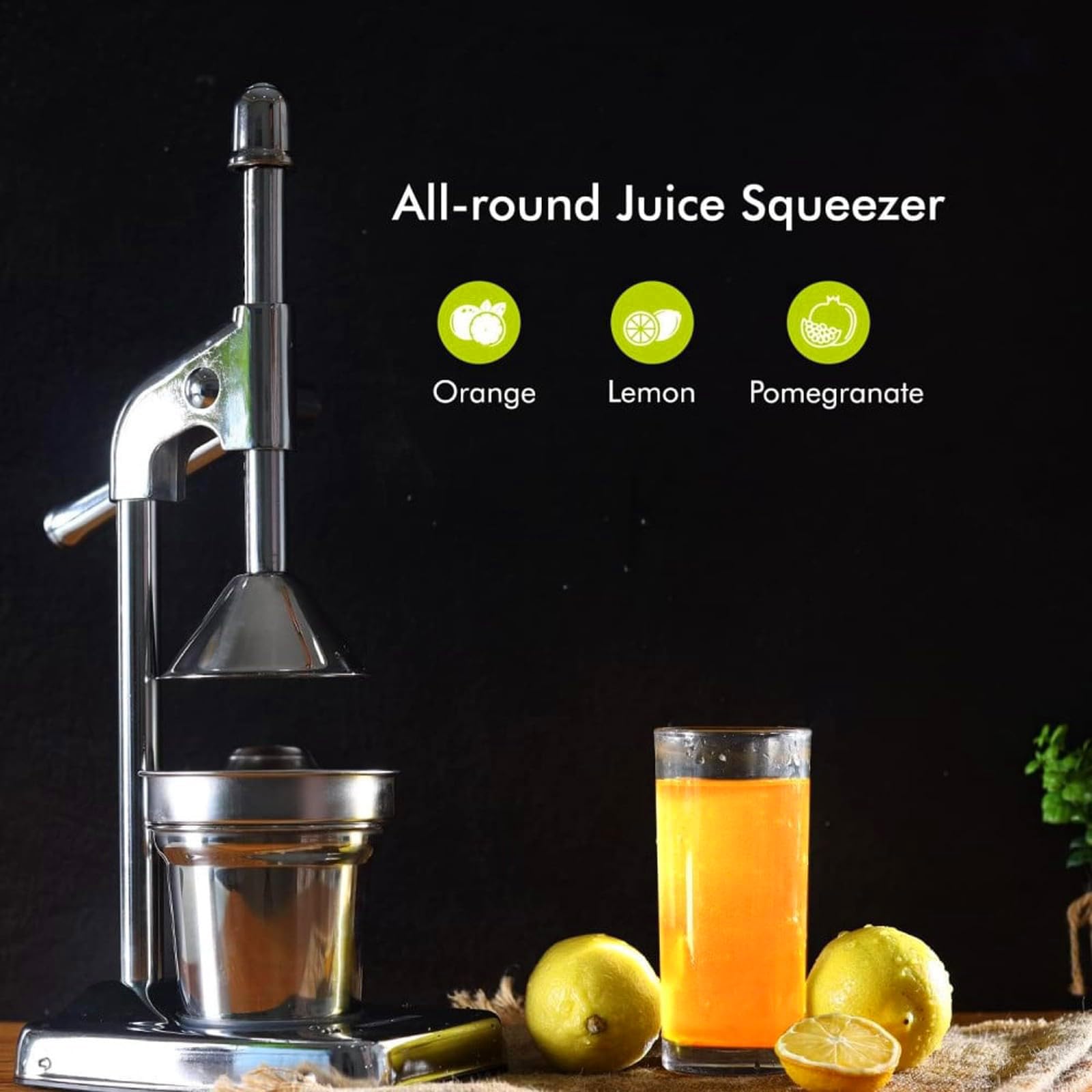 Manuelle Zitronenpresse aus Gusseisen, Zitronenpresse aus Edelstahl, hohe Festigkeit für Arbeitsplatte, für frische Limonade und Orangensaft, leicht zu reinigen
