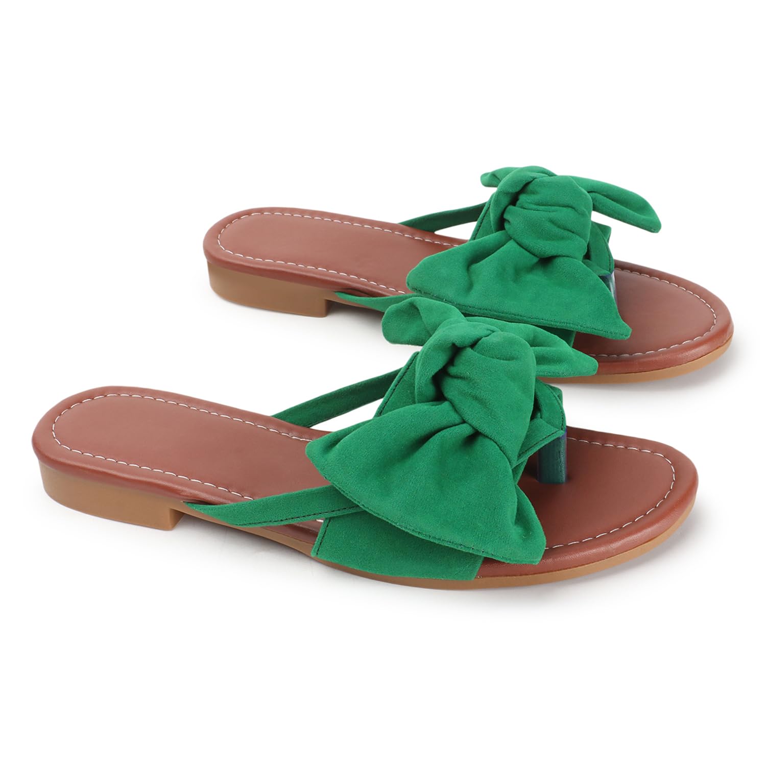 Women Stylish Flat Sandals | Comfortable Slip-On Casual Flats | Lightweight Footwear for Women & Girls Green-image-9