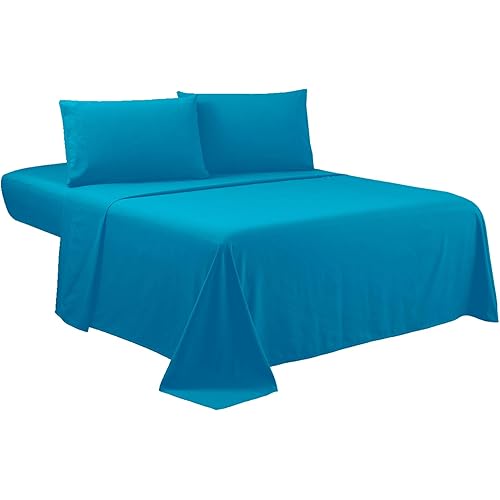 Sfoothome Full Sheets Set - Hotel Luxury 4-Piece Bed Set, Extra Deep Pocket, 1800 Series Bedding Set, Wrinkle & Fade Resistant, Sheet & Pillow Case Set (Full, Teal)