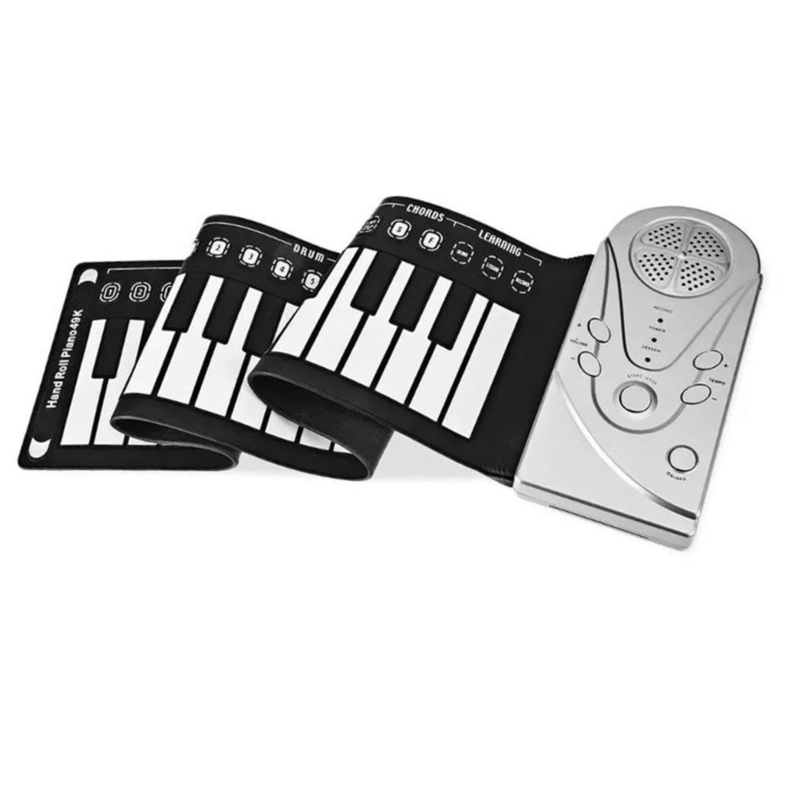 Tastiera Elettronica Professionale Tastiera Elettronica Pieghevole Portatile A 49 Tasti Con Rotolo A Mano E Flessibile In Silicone(White)