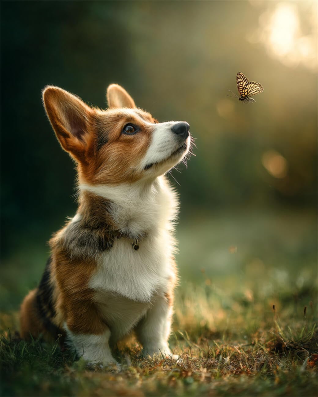 RKFLGEW DIY Bead Embroidery Kit Corgi and Butterfly 30x40cm