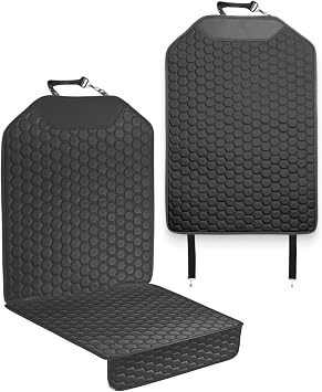 Owleys Kick Mat Back Seat Protector - Car Back Seat Cover for Kids Feet - Waterproof & Sturdy Protector for Upholstery from Dirt, Mud, Scratches and Stain Black Set