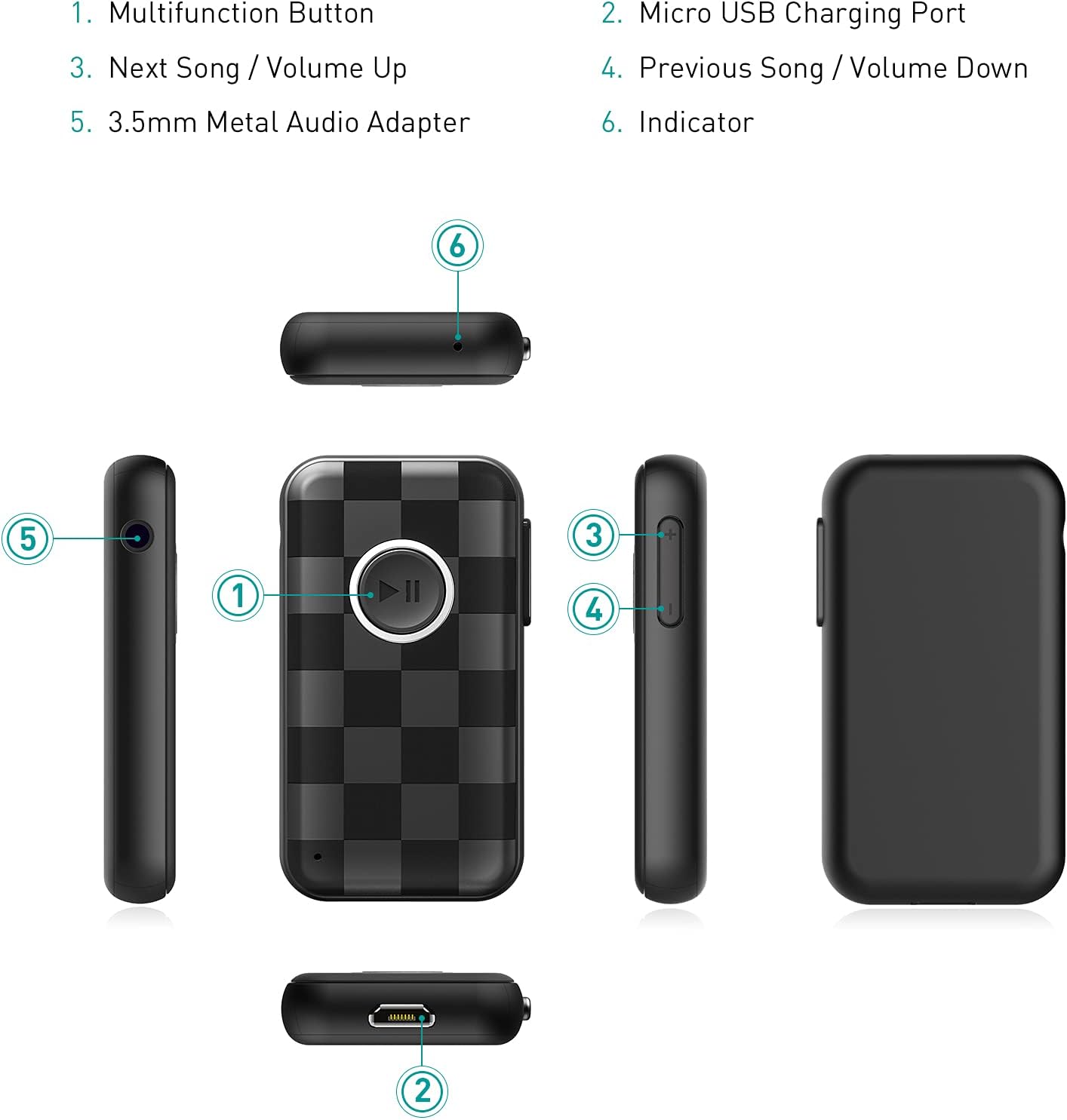 Bluetooth 5.0 Kits Car Music Wireless Adapter 3.5mm Aux Stereo Mic Portable Assistant Receiver Handsfree Player USB for Speaker Headphones Phone Home/Outdoor Audio Streaming Sound System: Electronics