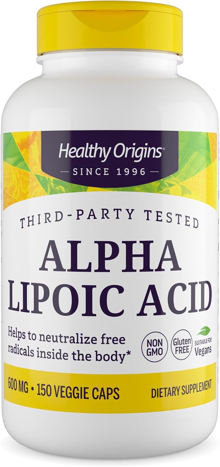 Healthy Origins Alpha Lipoic Acid, 600 mg - Alpha Lipoic Acid Supplement - Antioxidant Support - Gluten-Free Supplement - 150 Veggie Capsules