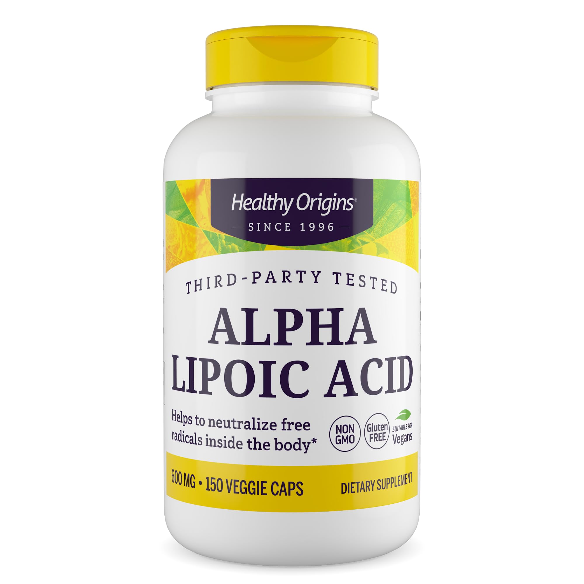 Alpha Lipoic Acid, 600 mg - Alpha Lipoic Acid Supplement - Antioxidant Support - Gluten-Free Supplement - 150 Veggie Capsules