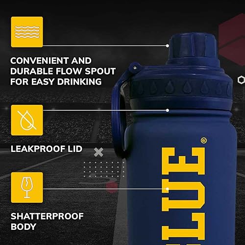 Vista 346 de Campus Colors Botella de agua de acero inoxidable de la NCAA, tapa giratoria, 24 onzas, clip de transporte, mantiene tus bebidas calientes o frías