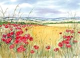 Premium Glass Chopping Board - Red Poppies Design Large Kitchen Worktop Saver Protector