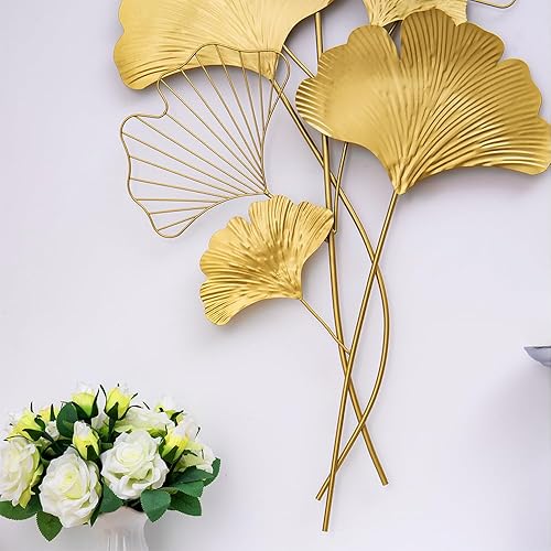 Miniatura 4 de Decoración de espejo de pared y decoración de metal dorado con hojas