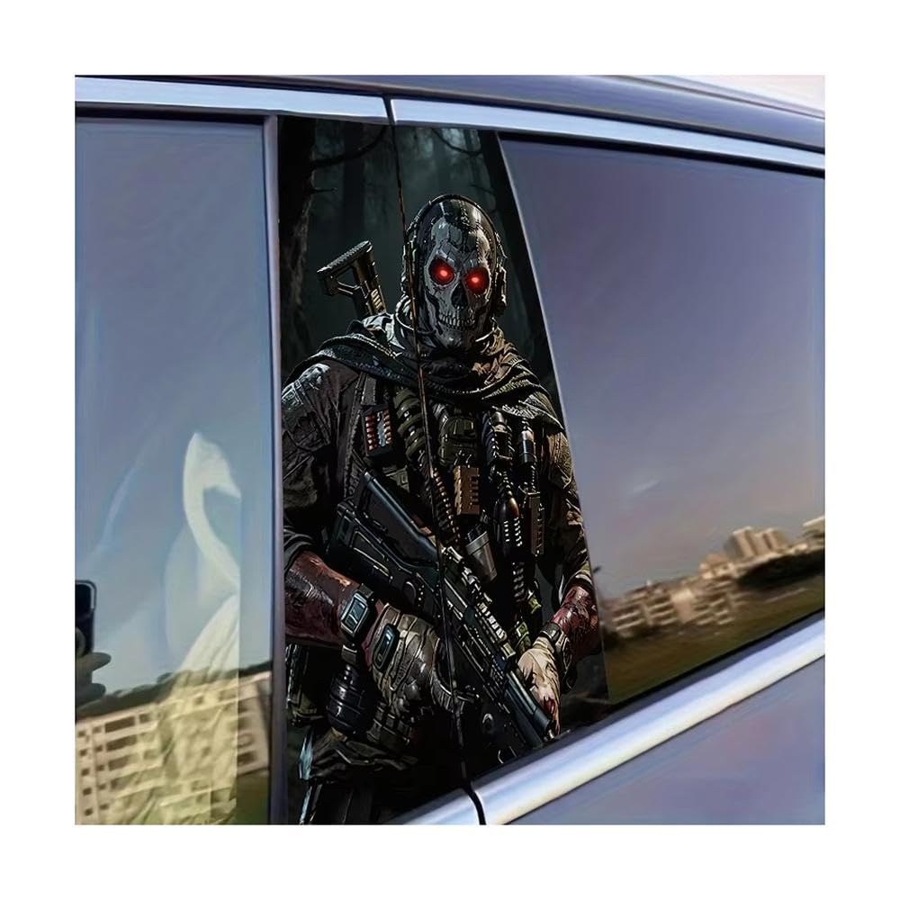 Dabhuoc One Color Car Parts 2 Pcs Car B-Pillar Sticker Skull Special Ops Soldier Glossy Material Protective Film