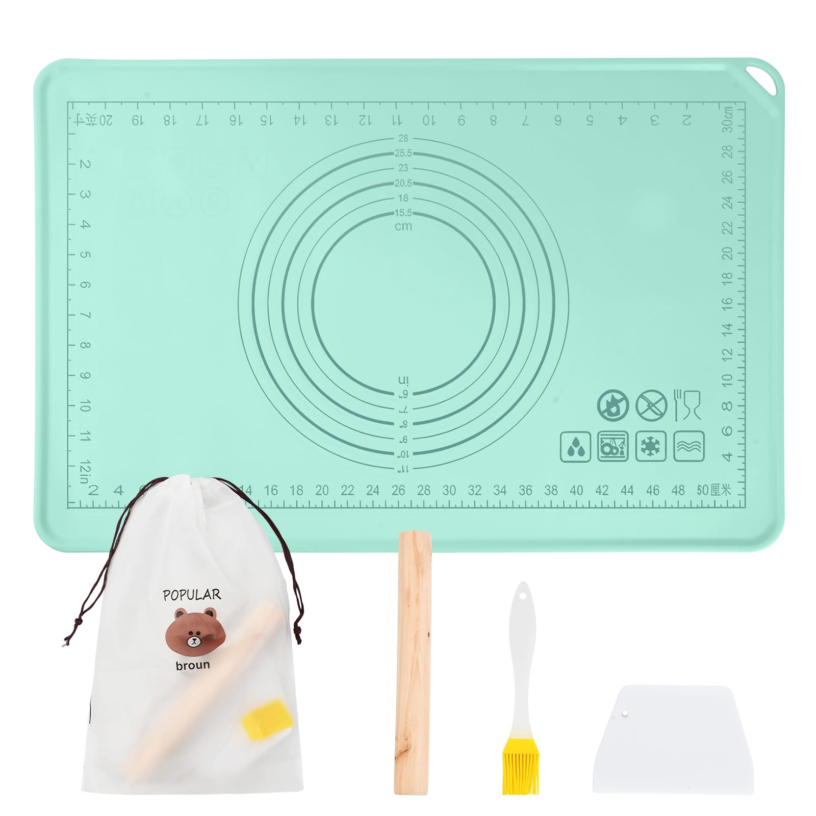 Tekenewbse Tapis Silicone De Cuisson Grand 60x40cm Gris - Antiadhésif Réutilisable Pour Pâtisserie, Pizza, Macarons