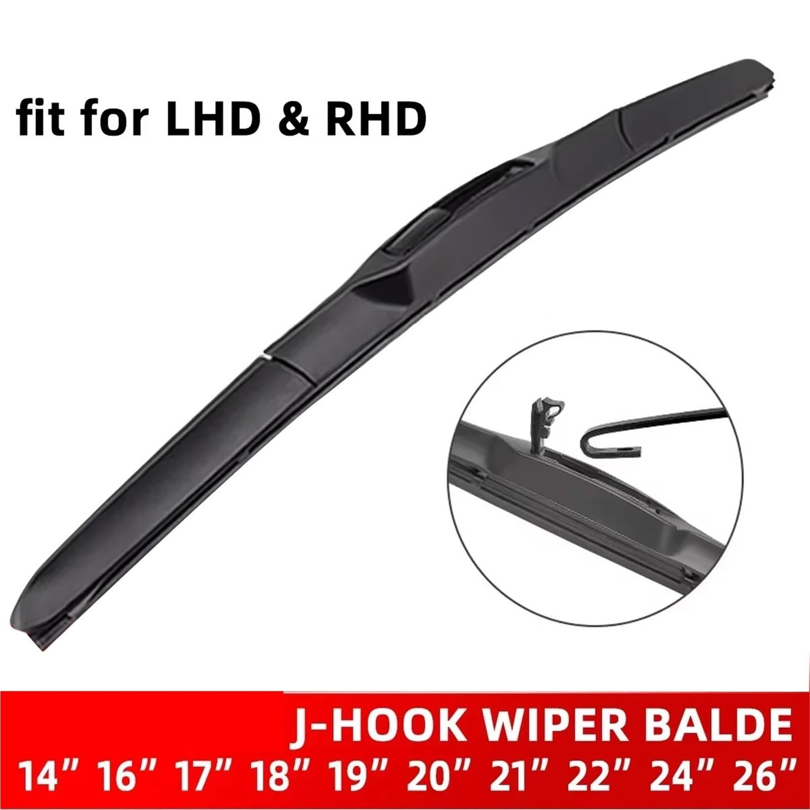 uniwersalne części do wycieraczek Pióro wycieraczki J/U Hook 16 "17" 18 "19" 20 "21" 22 "24" 26 "gumowe akcesoria do szyby przedniej trzy sekcje(24 inch (600mm))