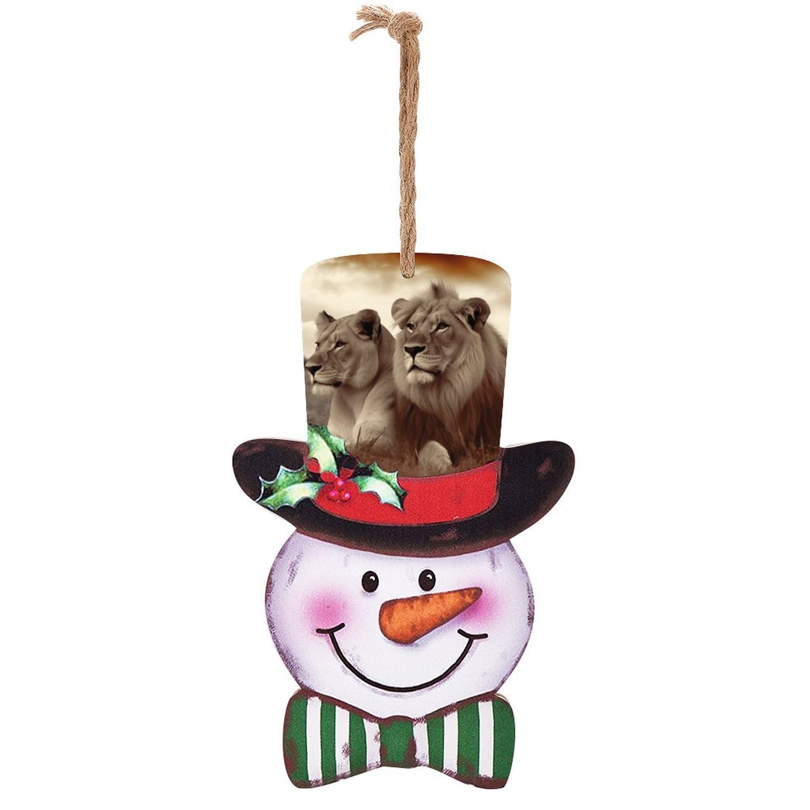 Décoration de vacances en bois motif lion à offrir pour les fêtes