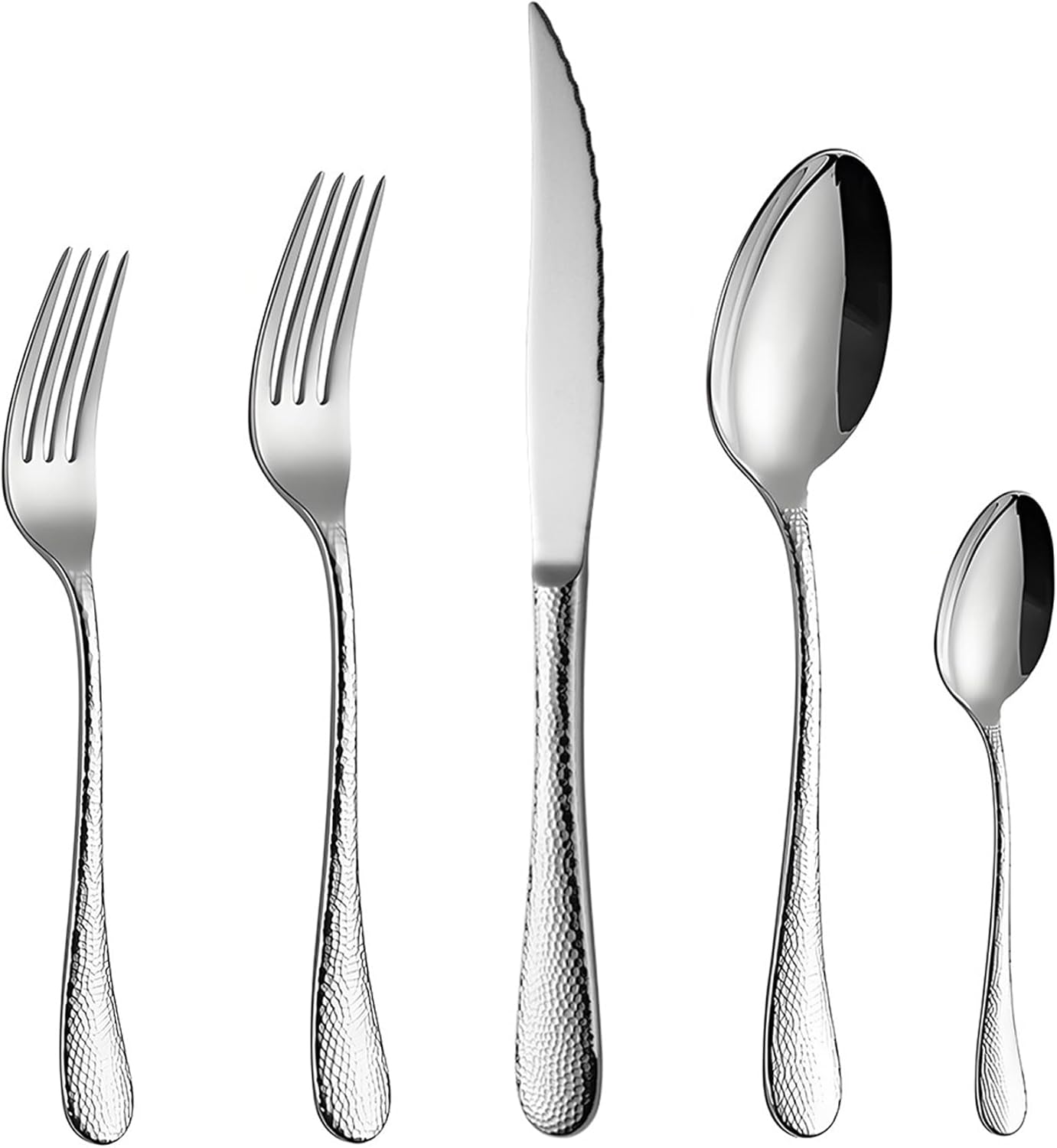 Premium 40 Piece Silverware Set Stainless Steel Flatware Set, Service for 8, circle thick Handle Cutlery sets for Kitchen,Camping, Party