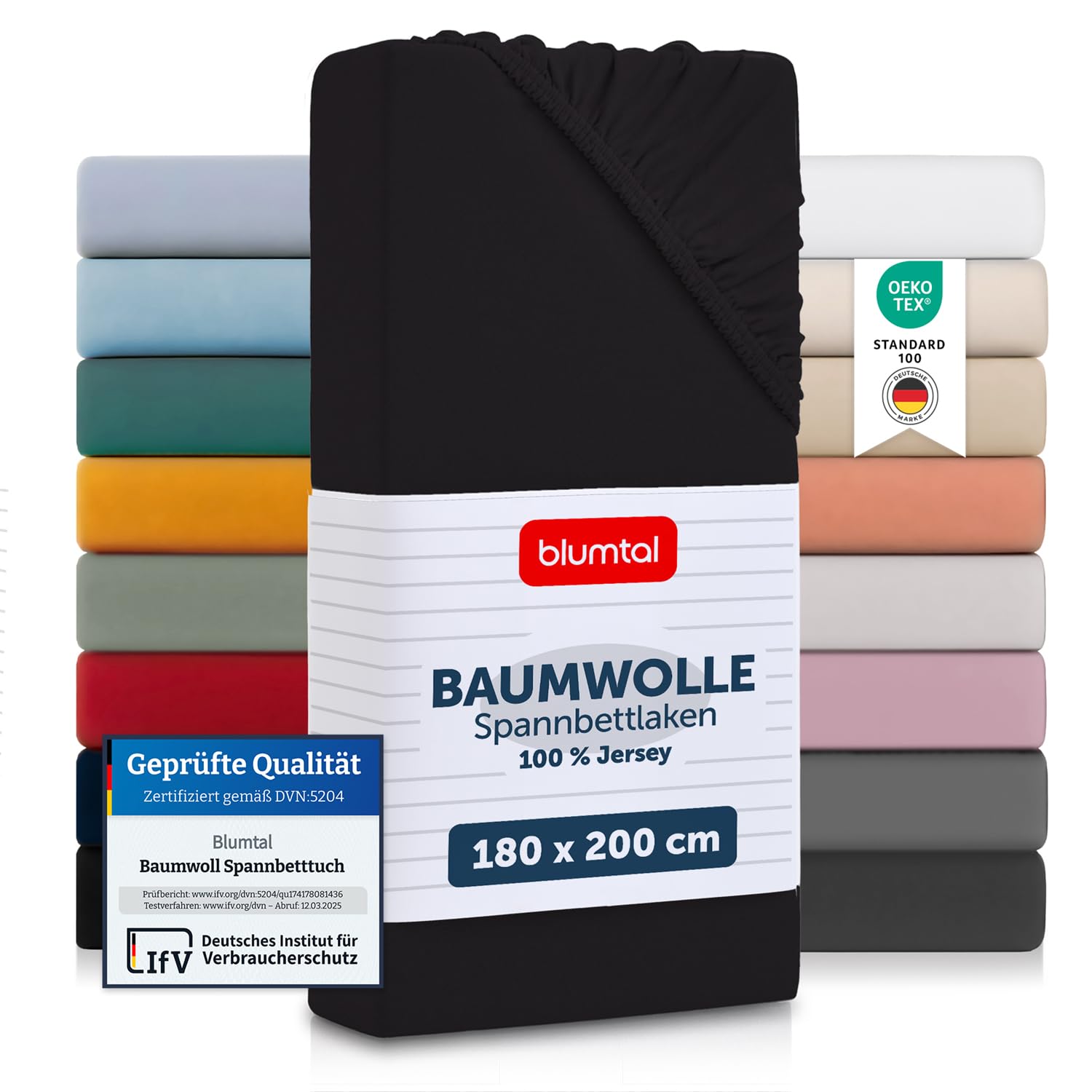 Blumtal® Basics Spannbettlaken Jersey - Bettlaken aus 100% Baumwolle - Oeko-TEX zertifiziertes Spannbettlaken