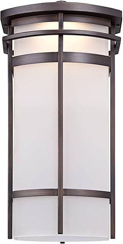 Miniatura 7 de Possini Euro Design Theola - Moderna lámpara de pared para exteriores, lámpara LED de bronce de 16 1/4 pulgadas, pantalla de vidrio grabado para