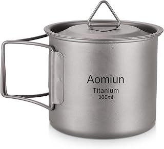 lifcasual Copo de titânio ultraleve para acampamento ao ar livre, caneca de água para piquenique com alça dobrável 300ml/350ml/420ml/550ml/650ml/750ml