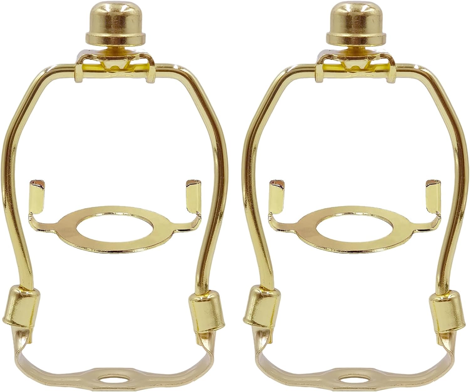 4 inch Lamp Shade Harp and E26 UNO Adapter with Finial Set, Fit for Washer Fitter or UNO Fitter Style Lamp Shades for Table Lamps and Floor Lamps (2pcs,Brass) (Brass)