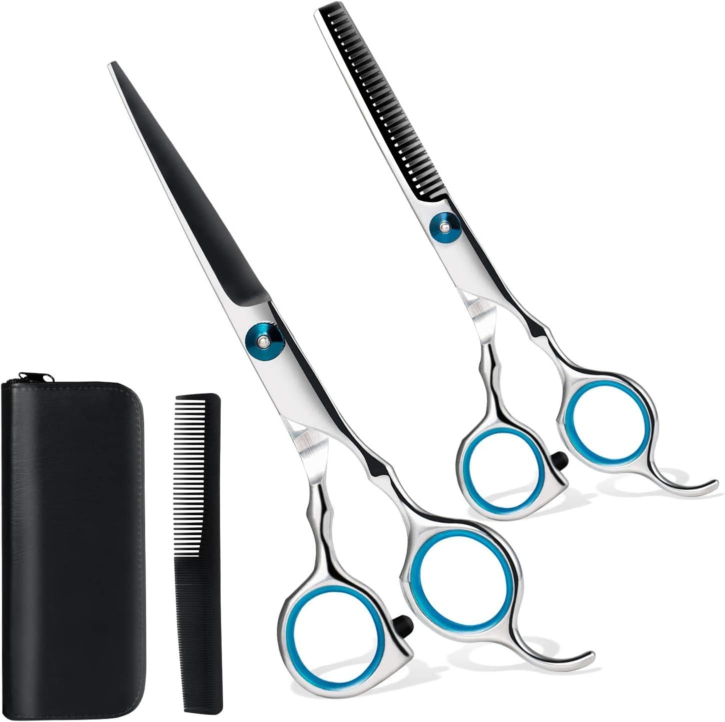 Hair Scissors Professional Hair Cutting Scissors Shears Set Hairdressing Scissors Barber Shear for Barber Salon Thinning Scissors Stainless Steel Scissors with Haircut Comb Hair Cutting Shears