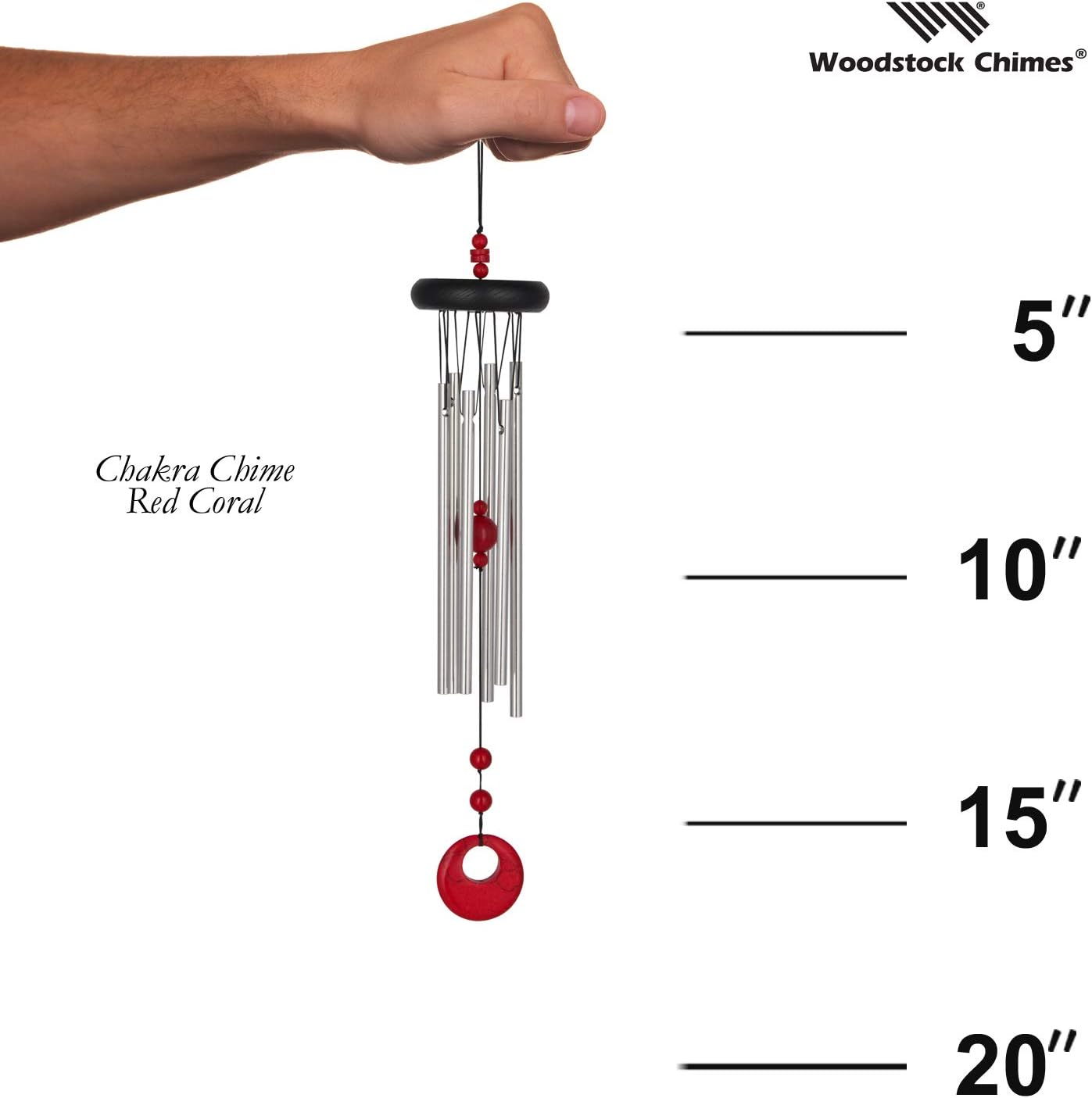 Woodstock Chimes Signature Collection, Woodstock Chakra Chime, 17'' Red Coral Eastern Energies Wind Chimes for Outdoor, Patio, Home or Garden Décor (CCR)