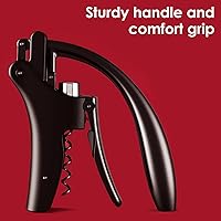 Vista 9 de Compact Wine opener Vertical Lever Corkscrew Wine Bottle Opener with Foil Cutter & Extra Screw