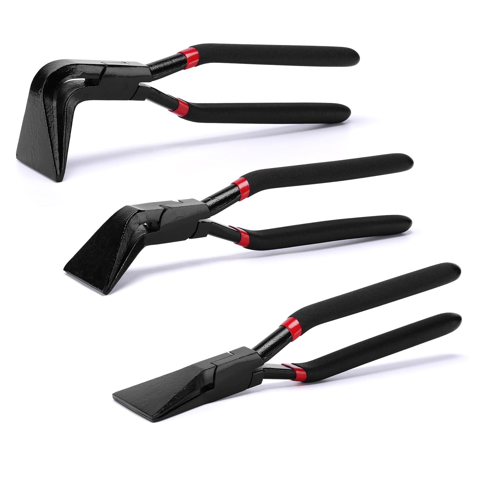 MIXPOWER 3-Piece Folding Pliers Set, Straight [0°], [45°] and [90°], Carbon Steel Black Burnished