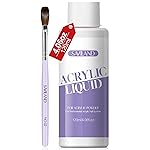 SAVILAND Monomer Acrylic Nail Liquid: 4 oz Acrylic Liquid Monomer with 12 Acrylic Nail Brush for Acrylic Powder Application, Non-Yellowing Acrylic Nail Monomer Liquid for DIY Home & Nail Salon Use