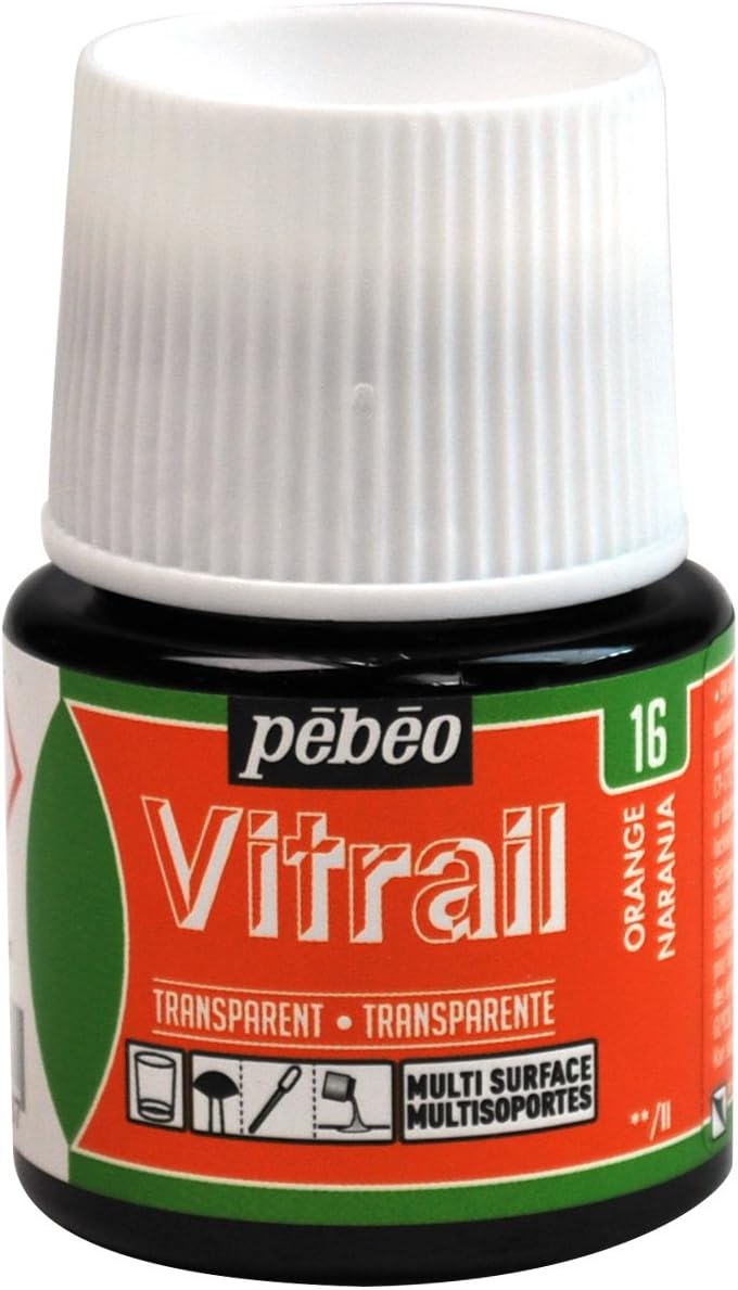 Pebeo Vitrail, Stained Glass Effect Paint, 45 ml Bottle - Orange